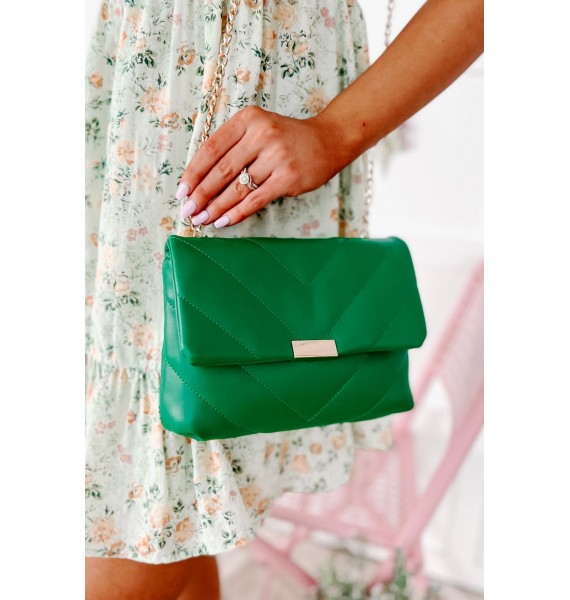 City Escape Faux Leather Chevron Crossbody (Kelly Green)