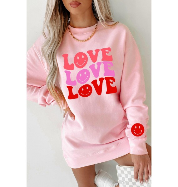 Groovy Love Graphic Crewneck (Light Pink) - Print On Demand