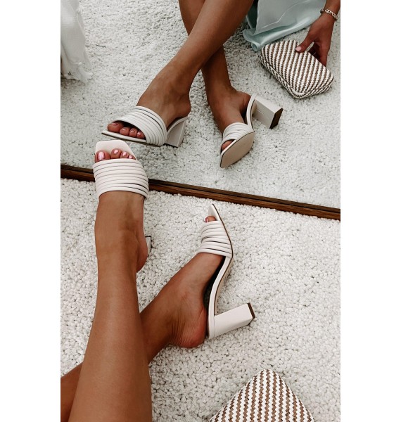 Delivering Perfection Strappy Heeled Sandals (Off White)