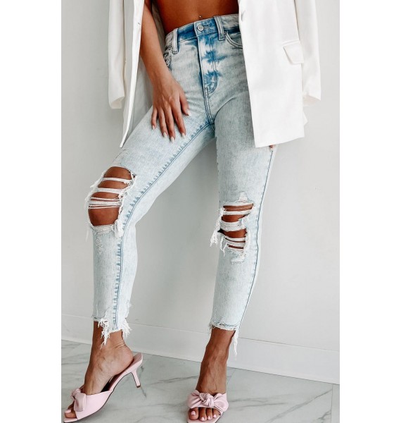 Hollis High Rise Distressed Eunina Skinny Jeans (Light)