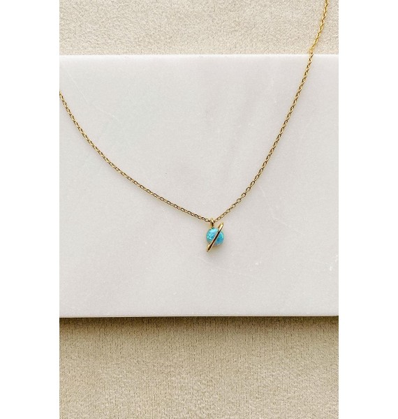 Emotional Solar Coaster Gold Plated Planet Charm Necklace (Blue/Gold)