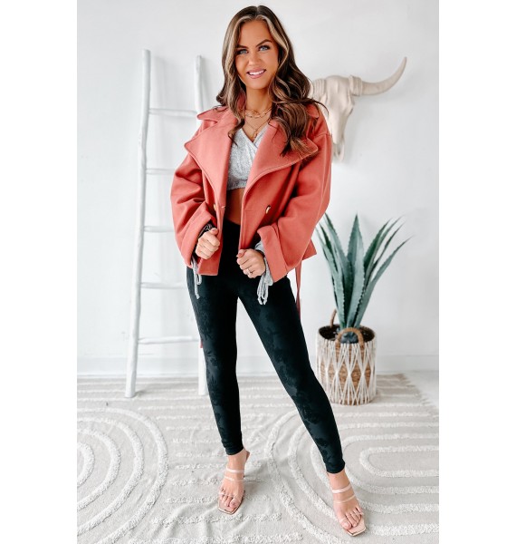 Daily Outings Cropped Belted Coat (Raspberry)