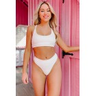 Lake Bound High-Cut Ribbed Bikini Set (Off White)