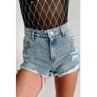 Adventure's Waiting Distressed High Rise Shorts (Light)