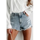 Adventure's Waiting Distressed High Rise Shorts (Light)