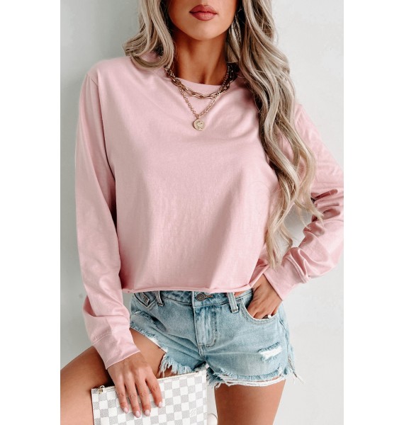 Long Sleeve Crop Top (Dusty Pink)