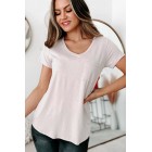 Make It Easy V-Neck Pocket Tee (Light Taupe)