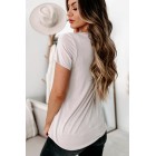 Make It Easy V-Neck Pocket Tee (Light Taupe)