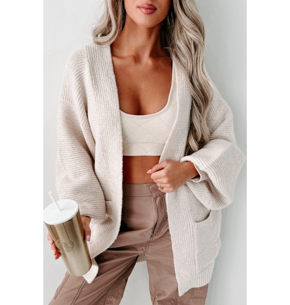 Anticipating This Moment Open Front Cardigan (Sand)