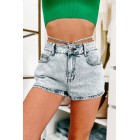 Wrapped Around Me Mid-Rise Tie-Waist Denim Shorts (Medium)