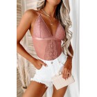 Up To The Challenge Strappy Lace Bodysuit (Mauve)