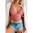 Up To The Challenge Strappy Lace Bodysuit (Mauve)