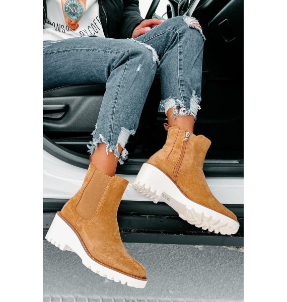 Easily Empowered Faux Suede Booties (Camel)