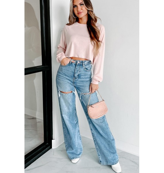 Legs For Days High Waisted Wide Leg Jeans (Medium Stone)