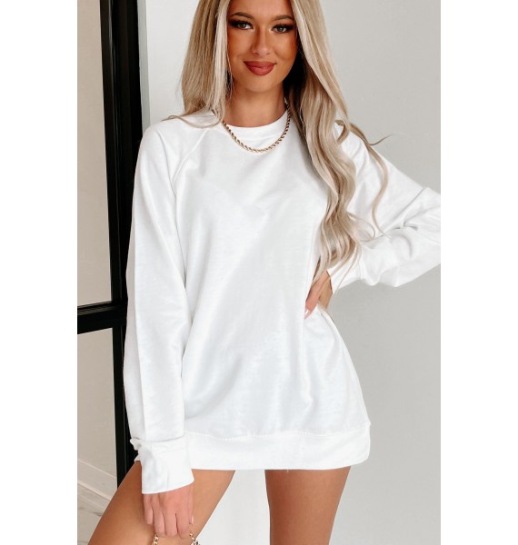 Lightweight Raglan Sleeve Crewneck (White)