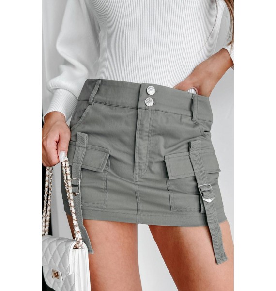 Making Things Happen Cargo Mini Skirt (Grey)