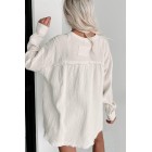 Casual Perfection Textured Long Sleeve Top (Cream)