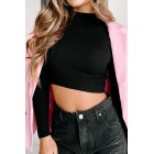 Sweet Evenings Long Sleeve Mockneck Top (Black)