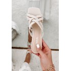 Chic Status Braided Strap Heel (Bone)