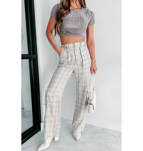 Blast From the Past Plaid Cargo Pants (Taupe)