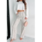 Blast From the Past Plaid Cargo Pants (Taupe)