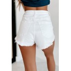 One Day At A Time High Rise Non-Distressed Frayed Hem Shorts (White)