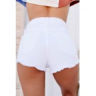 One Day At A Time High Rise Non-Distressed Frayed Hem Shorts (White)