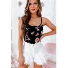 Bloom With Me Floral Embroidered Mesh Bodysuit (Black)