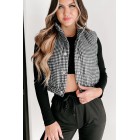 Back In Action Plaid Puffer Vest (White/Black)