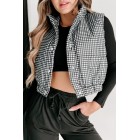 Back In Action Plaid Puffer Vest (White/Black)