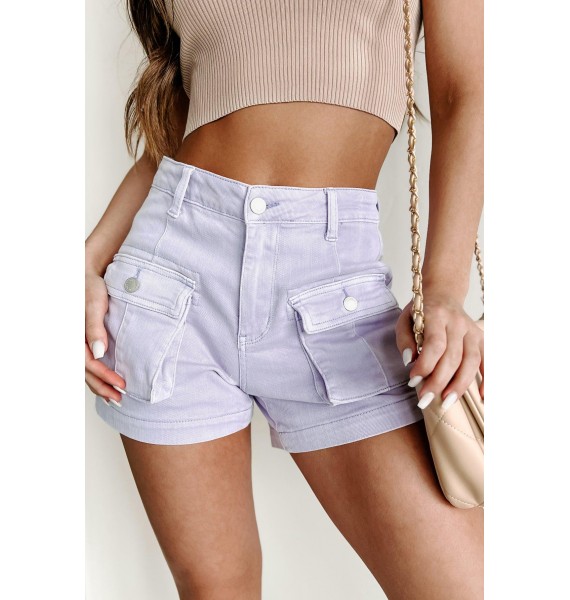 Sweet Demeanor Judy Blue Cargo Pocket Shorts (Lavender)