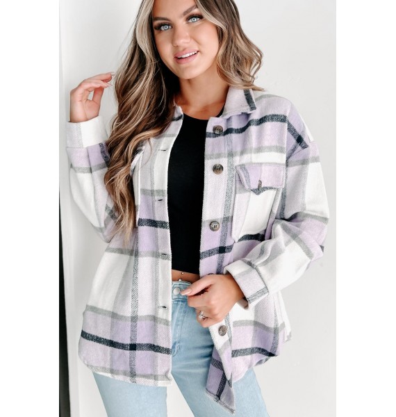 Tandy Plaid Shacket (Lavender)