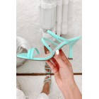 Bringing The Fun Strappy Square Toe Heeled Sandal (Teal)