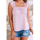 Fabled Stories Lace Trimmed Cap Sleeve Top (Dusty Lavender)