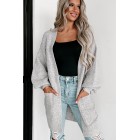 Anticipating This Moment Open Front Cardigan (Grey/Mocha)