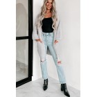 Anticipating This Moment Open Front Cardigan (Grey/Mocha)