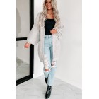 Anticipating This Moment Open Front Cardigan (Grey/Mocha)