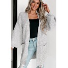 Anticipating This Moment Open Front Cardigan (Grey/Mocha)