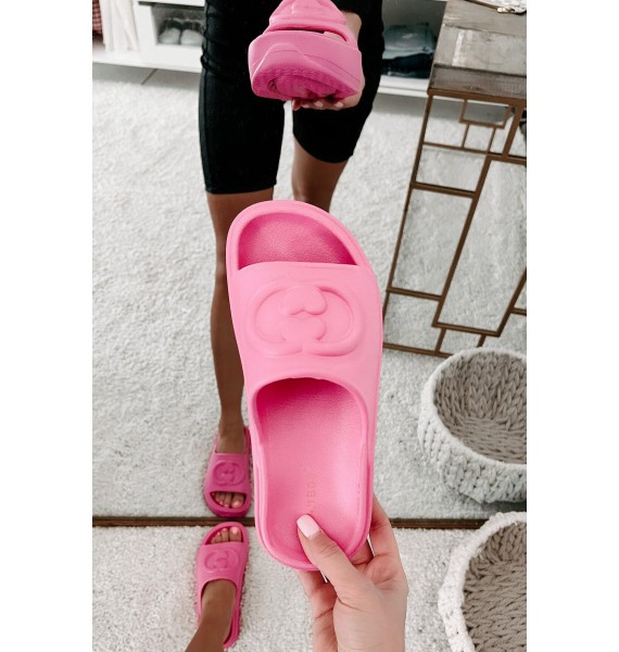 Always Chill PVC Platform Slide Sandals (Hot Pink)