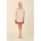 Look the Part Light Beige Shacket With Pockets (Light Beige)