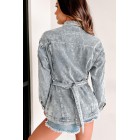 On Top Of My Game Belted Denim Jacket (Blue Denim)