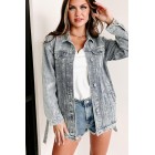 On Top Of My Game Belted Denim Jacket (Blue Denim)