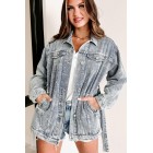 On Top Of My Game Belted Denim Jacket (Blue Denim)