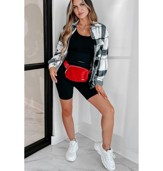 Short On Patience Plaid Shacket (Black)