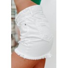 Endless Attention High Rise Distressed Denim Shorts (White)