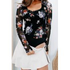 Any Day Now Floral Mesh Bodysuit (Black)