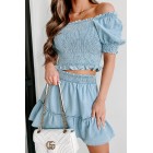 Country Roots Denim Two-Piece Set (Light Indigo)