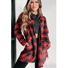 Gaining Momentum Plaid Shacket (Red)