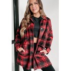 Gaining Momentum Plaid Shacket (Red)