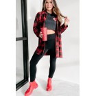 Gaining Momentum Plaid Shacket (Red)